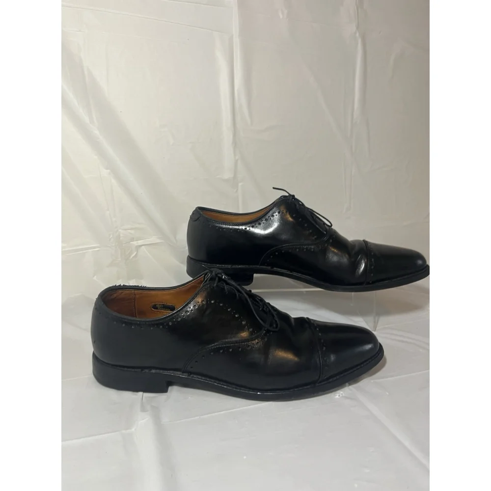Allen Edmonds 9.5 B Mens Dress Shoes Hale Black Leather Brocade Oxfords ($425) - Picture 8 of 15